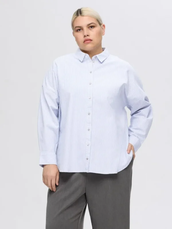SELECTED ÖVERDIMENSIONERAD BOMULL SKJORTA Blue Cheap