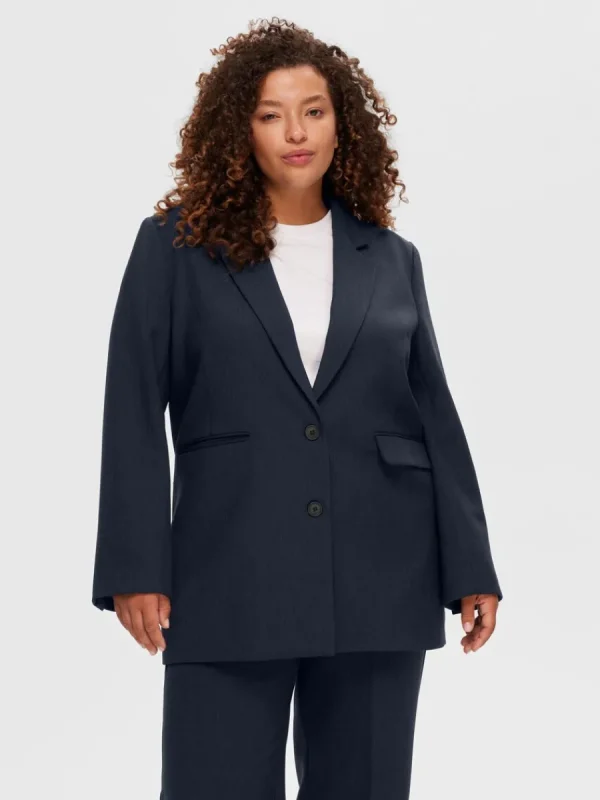 SELECTED ÖVERDIMENSIONERAD ENKELKNÄPPT KAVAJ Blue Flash Sale