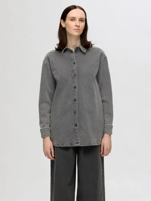 SELECTED ÖVERDIMENSIONERAD JEANSSKJORTA Grey Store