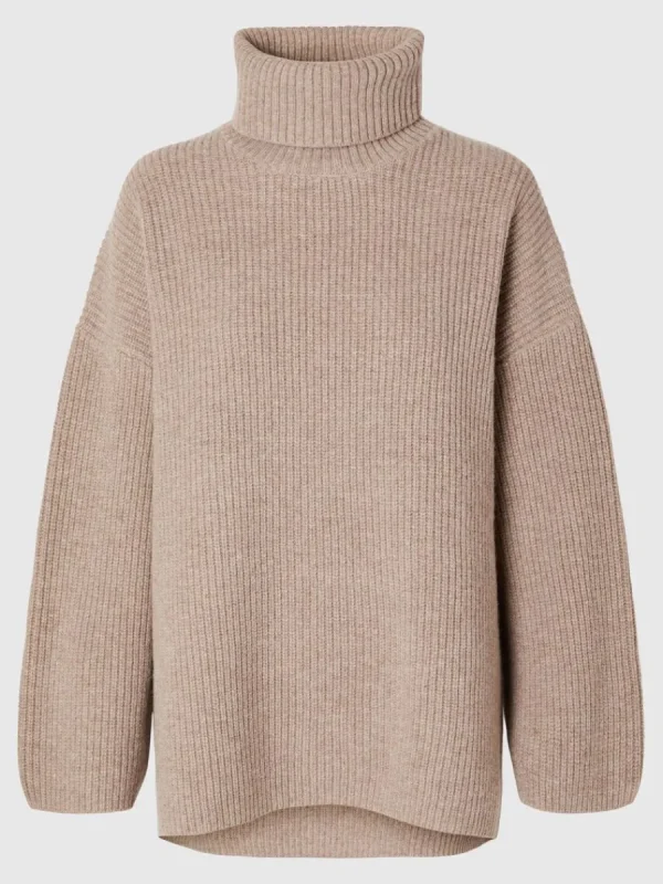 SELECTED ÖVERDIMENSIONERAD POLOKRAGE TRÖJA Brown Sale