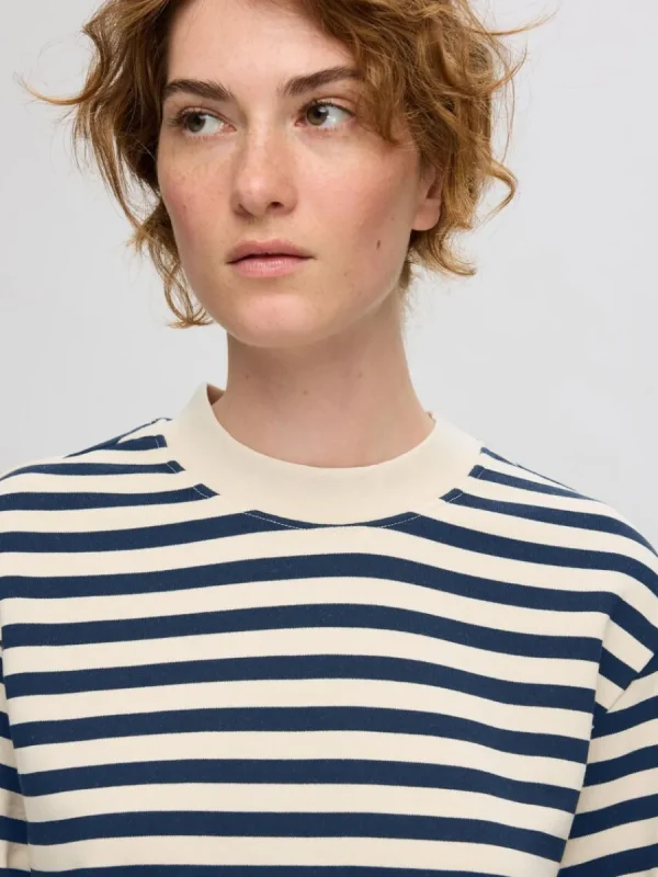 SELECTED ÖVERDIMENSIONERAD RANDIG SWEATSHIRT Blue Shop