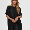 SELECTED ÖVERDIMENSIONERAD SATIN KORT KLÄNNING Black Hot