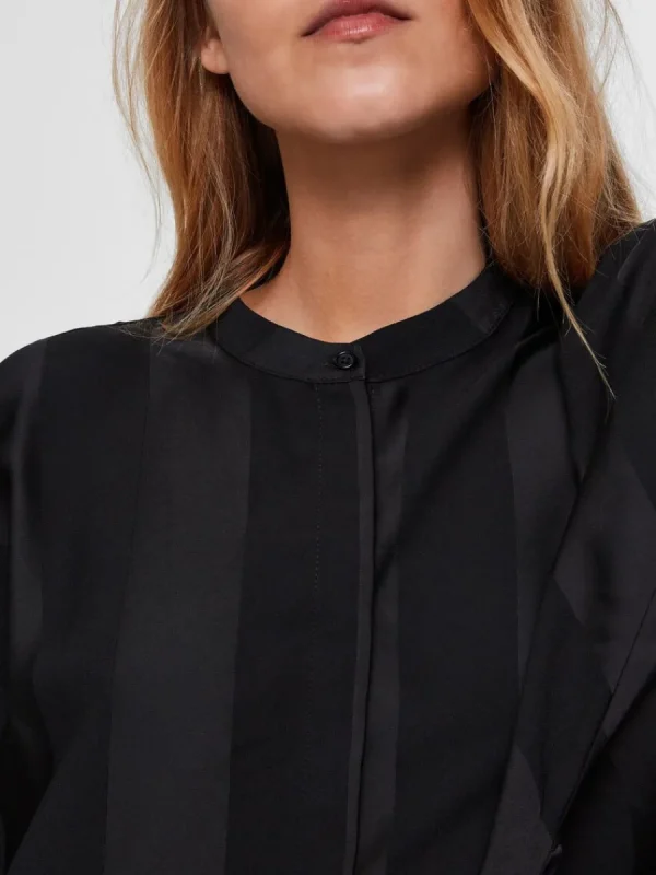 SELECTED ÖVERDIMENSIONERAD SATIN KORT KLÄNNING Black Hot
