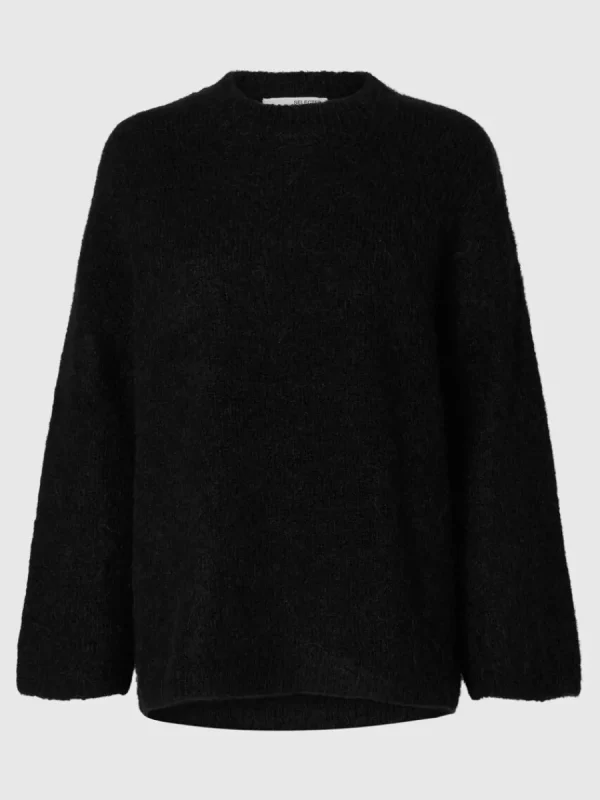 SELECTED ÖVERDIMENSIONERAD STICKAD TRÖJA Black Best Sale