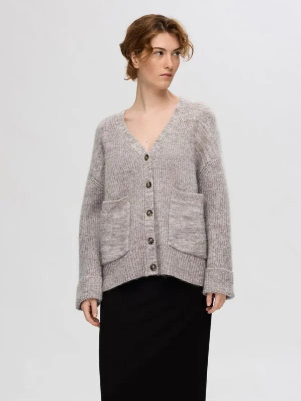 SELECTED ÖVERDIMENSIONERAD STICKAD KOFTA Grey New
