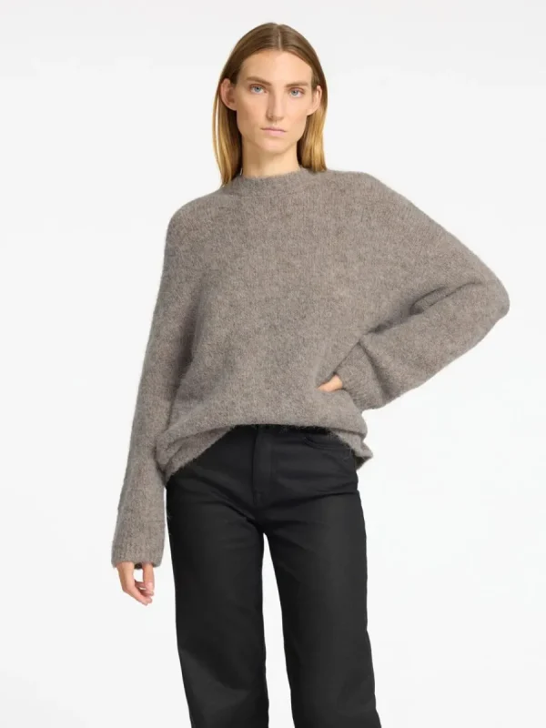 SELECTED ÖVERDIMENSIONERAD STICKAD TRÖJA Grey Store