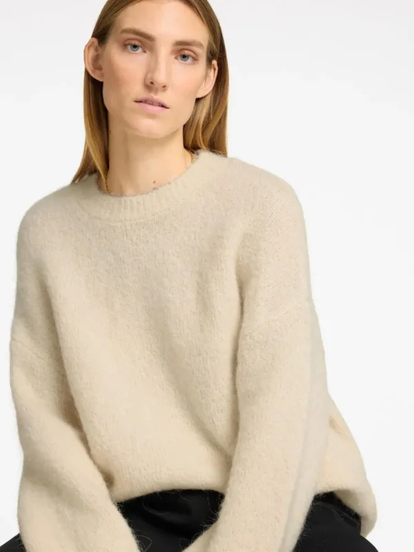 SELECTED ÖVERDIMENSIONERAD STICKAD TRÖJA Beige Flash Sale