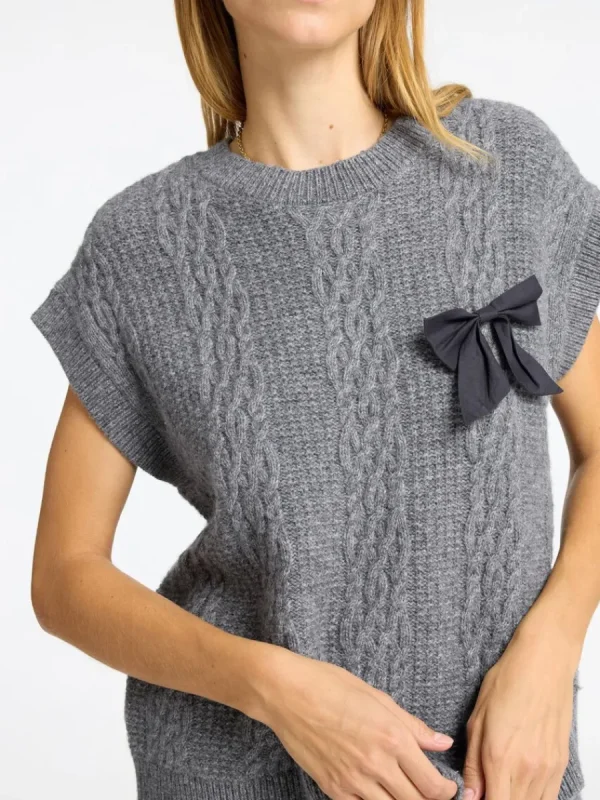SELECTED ÖVERDIMENSIONERAD STICKAD VÄST Grey New