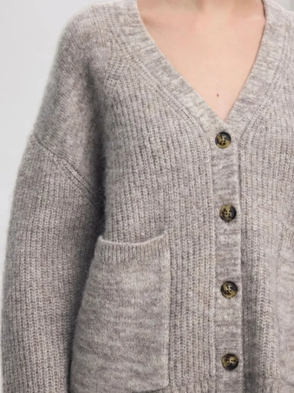 SELECTED ÖVERDIMENSIONERAD STICKAD KOFTA Grey New