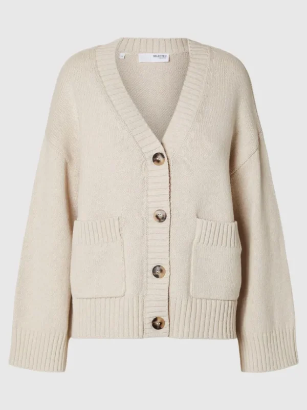 SELECTED ÖVERDIMENSIONERAD STICKAD KOFTA Beige Cheap