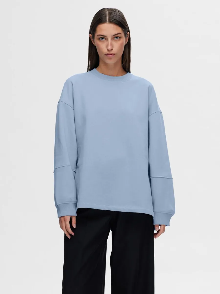 verdimensionerad_sweatshi_0.webp SELECTED ÖVERDIMENSIONERAD SWEATSHIRT Blue Best Sale