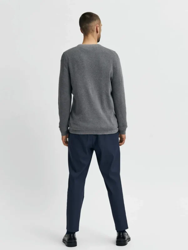 SELECTED VÅFFELSTICKNING TRÖJA Grey Store