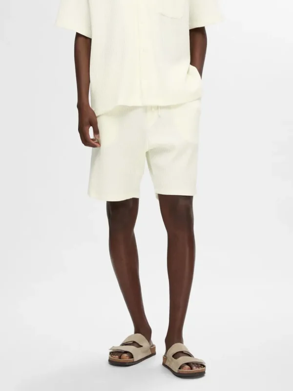SELECTED VÅFFLAD SHORTS White Cheap
