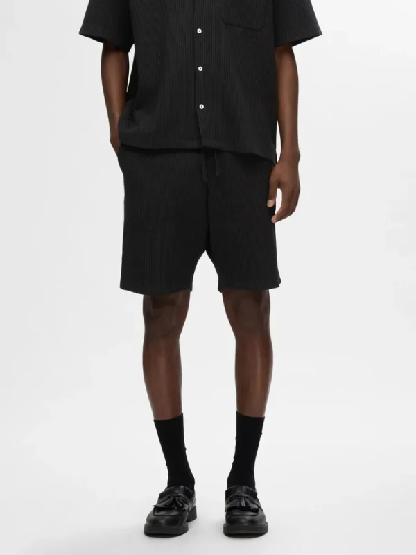 SELECTED VÅFFLAD SHORTS Black Online