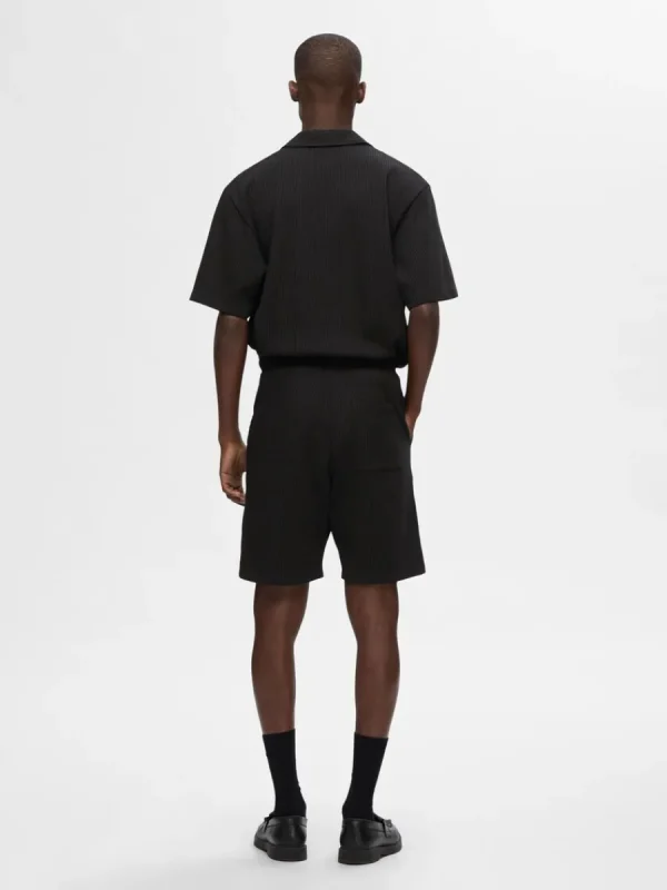SELECTED VÅFFLAD SHORTS Black Online