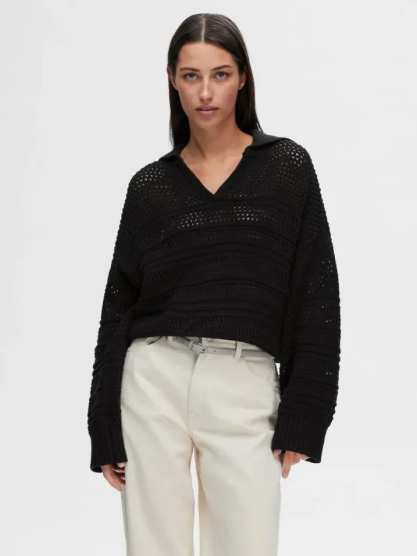 SELECTED VIRKAD STIL TRÖJA Black Cheap