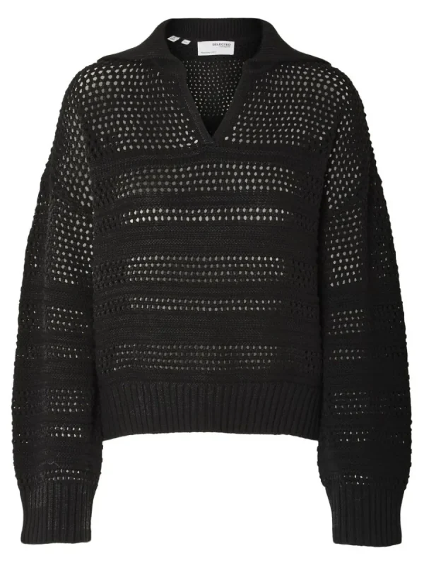 SELECTED VIRKAD STIL TRÖJA Black Cheap