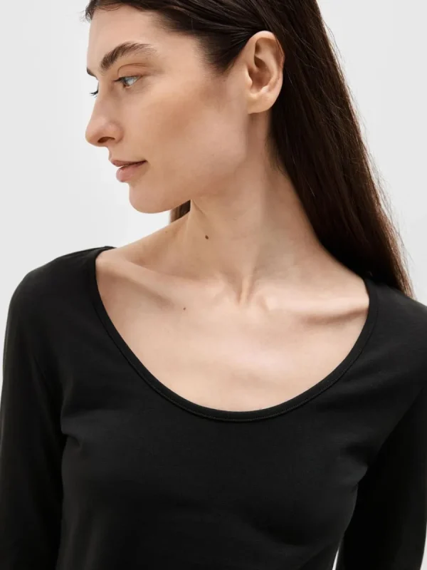 SELECTED VÄNDBAR LÅNGÄRMAD T-SHIRT Black Hot