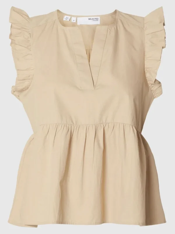 SELECTED VOLANGPRYDD TOPP Beige Fashion