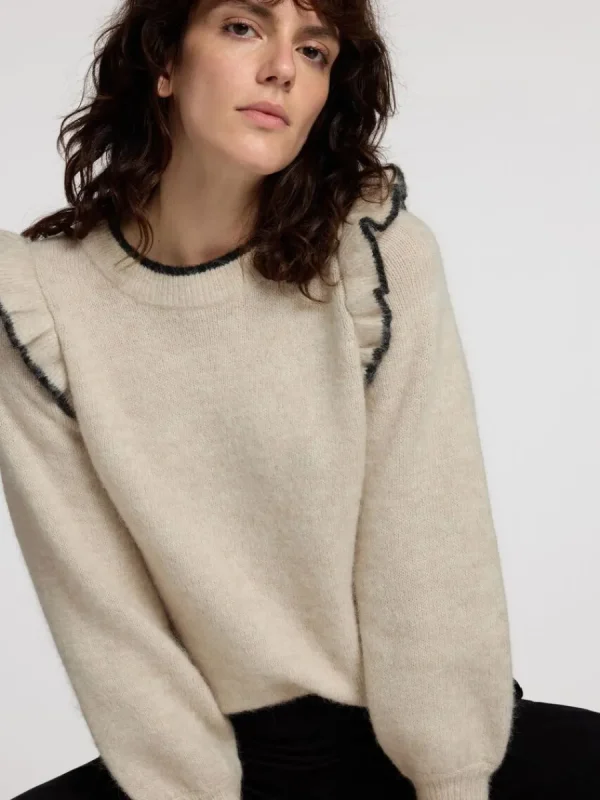 SELECTED VOLANGPRYDD TRÖJA Beige Clearance