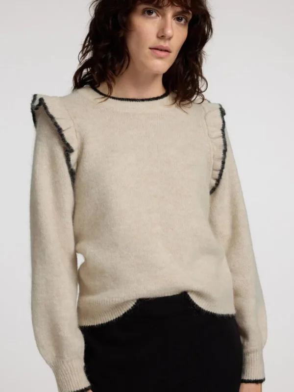 SELECTED VOLANGPRYDD TRÖJA Beige Clearance