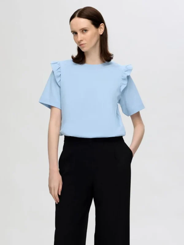 SELECTED VOLANGPRYDD T-SHIRT Blue Cheap
