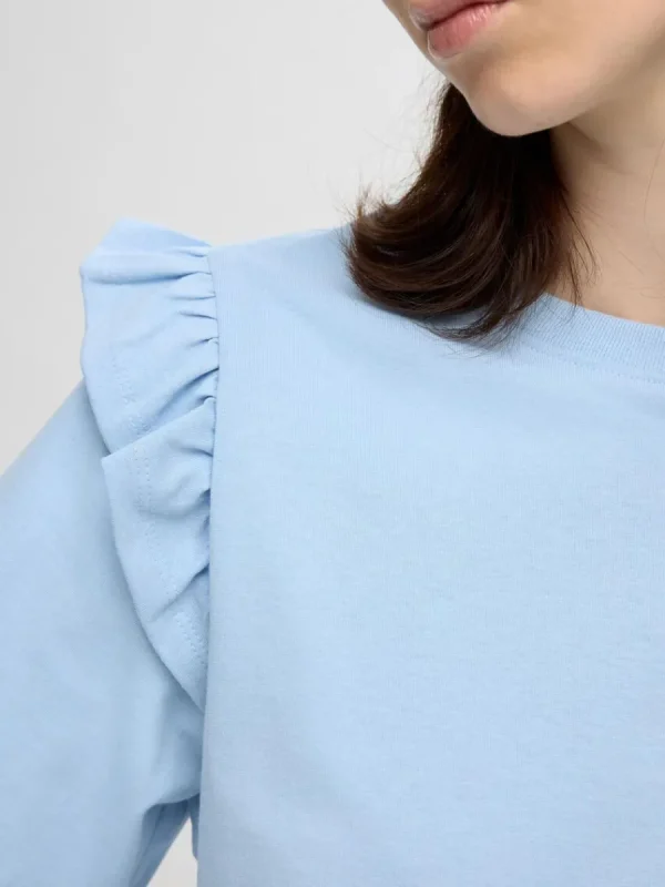 SELECTED VOLANGPRYDD T-SHIRT Blue Cheap