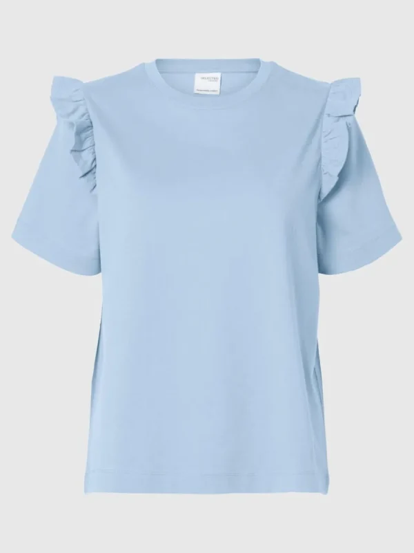 SELECTED VOLANGPRYDD T-SHIRT Blue Cheap