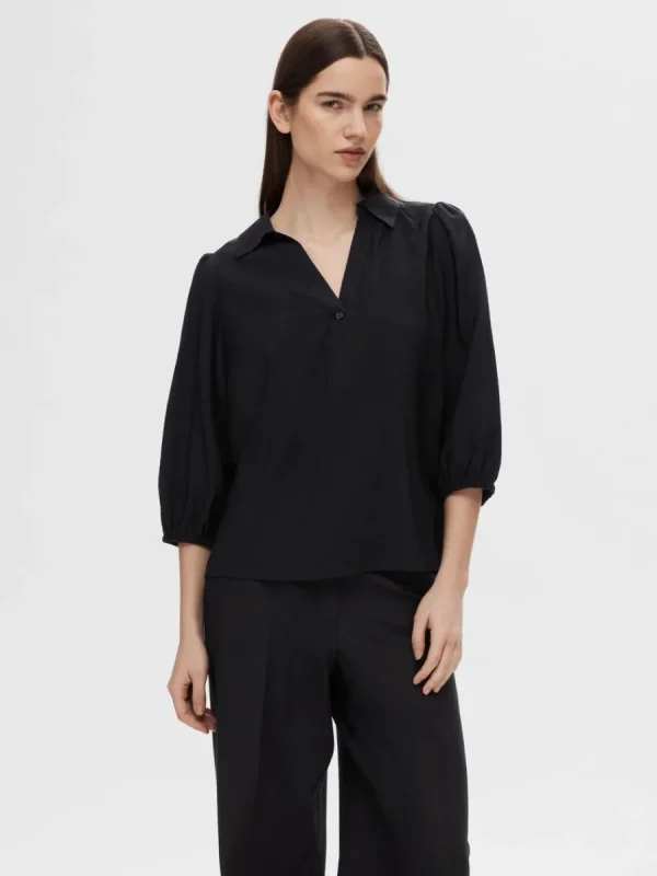 SELECTED V-RINGNING BLUS Black Hot