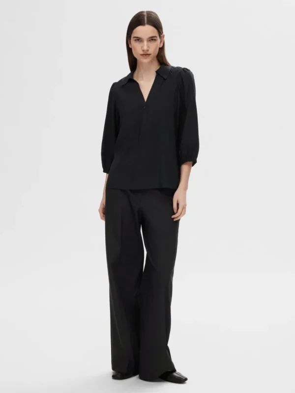 SELECTED V-RINGNING BLUS Black Hot