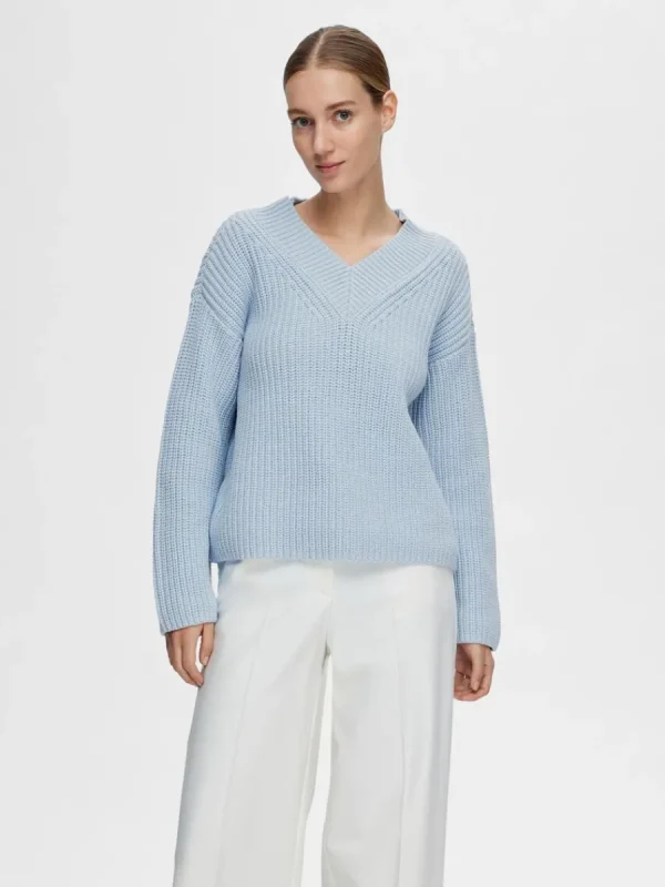 SELECTED V-RINGNING STICKAD TRÖJA Blue Best