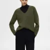 SELECTED V-RINGNING STICKAD TRÖJA Green Hot