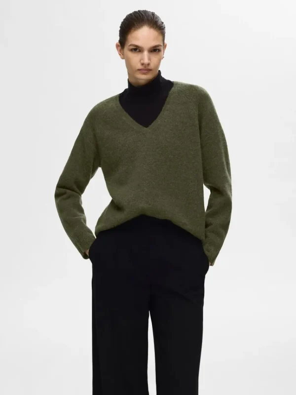 SELECTED V-RINGNING STICKAD TRÖJA Green Hot