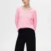 SELECTED V-RINGNING STICKAD TRÖJA Pink Flash Sale