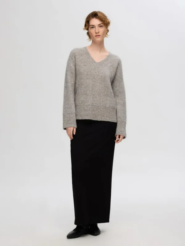 SELECTED V-RINGNING STICKAD TRÖJA Grey Best Sale
