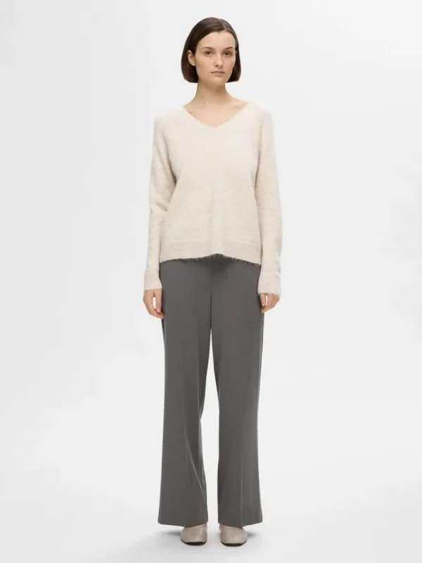 SELECTED V-RINGNING STICKAD TRÖJA Beige Best Sale
