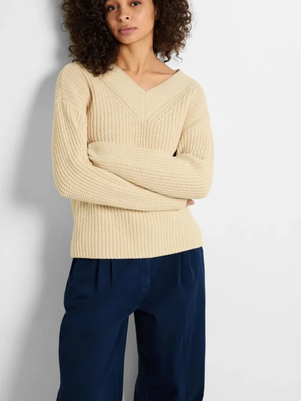 SELECTED V-RINGNING STICKAD TRÖJA Beige Cheap