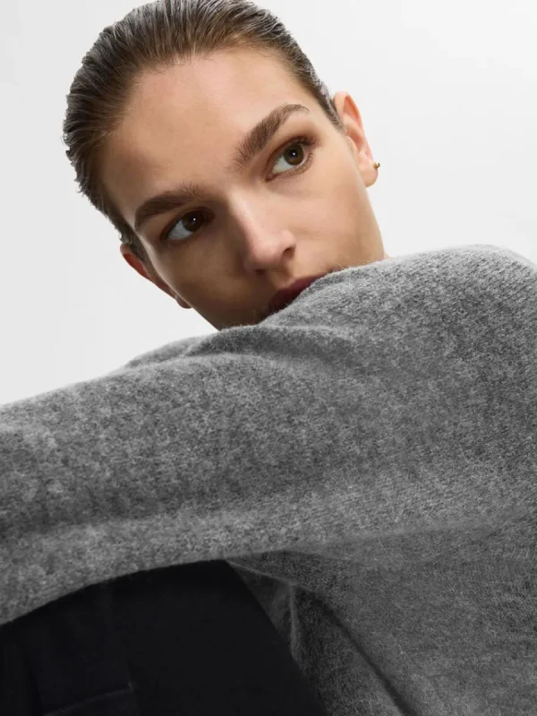 SELECTED V-RINGNING STICKAD TRÖJA Grey Hot