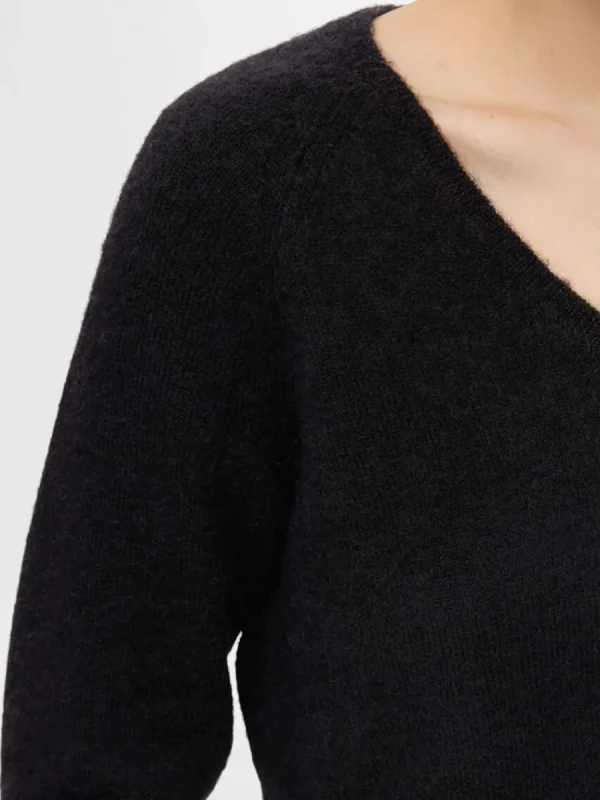 SELECTED V-RINGNING STICKAD TRÖJA Black Flash Sale