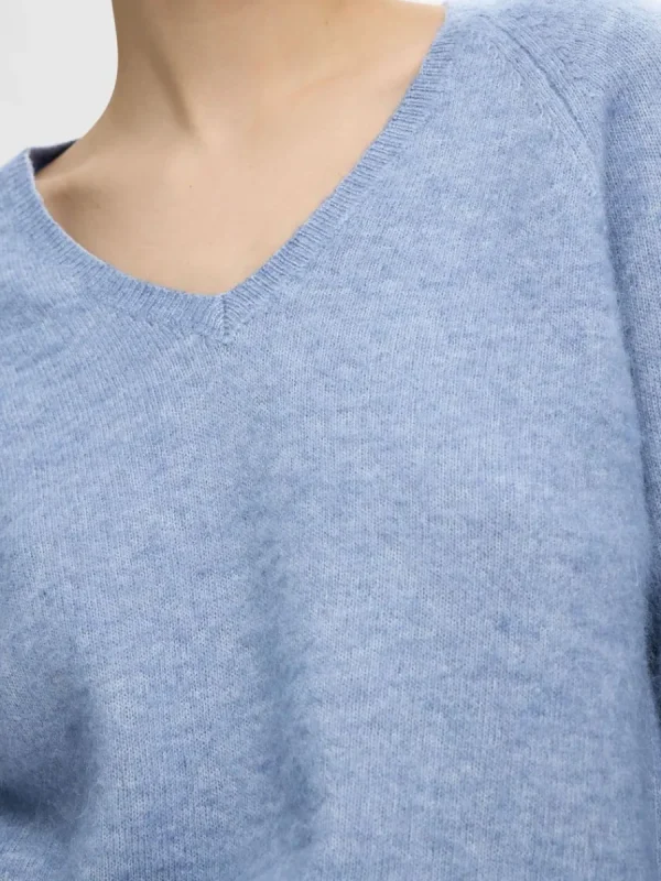 SELECTED V-RINGNING STICKAD TRÖJA Blue Outlet