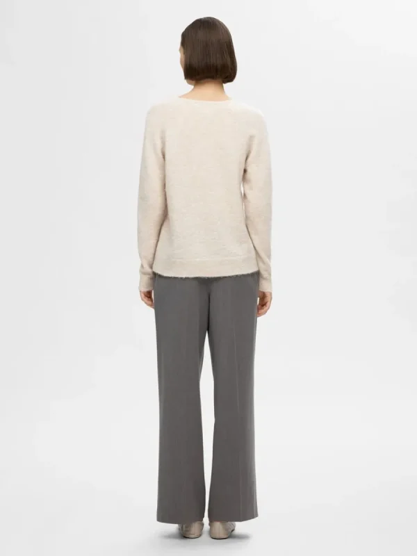 SELECTED V-RINGNING STICKAD TRÖJA Beige Best Sale