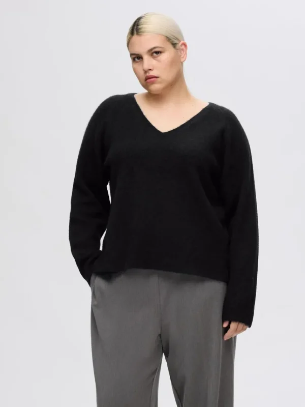 SELECTED V-RINGNING STICKAD TRÖJA Black Flash Sale