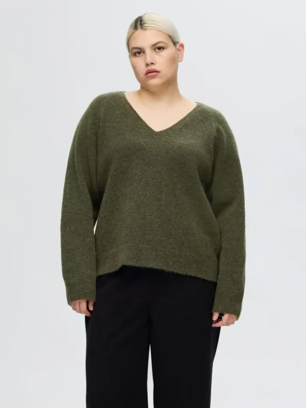 SELECTED V-RINGNING STICKAD TRÖJA Green Hot