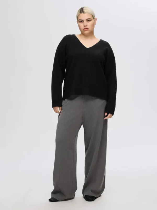 SELECTED V-RINGNING STICKAD TRÖJA Black Flash Sale
