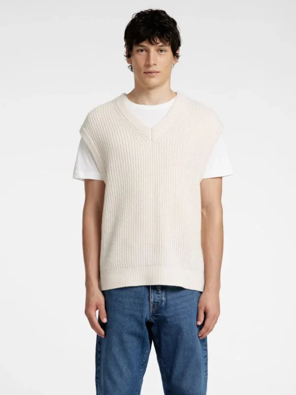 SELECTED V-RINGNING STICKAD VÄST Beige Flash Sale