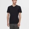 SELECTED V-RINGNING T-SHIRT Black Cheap