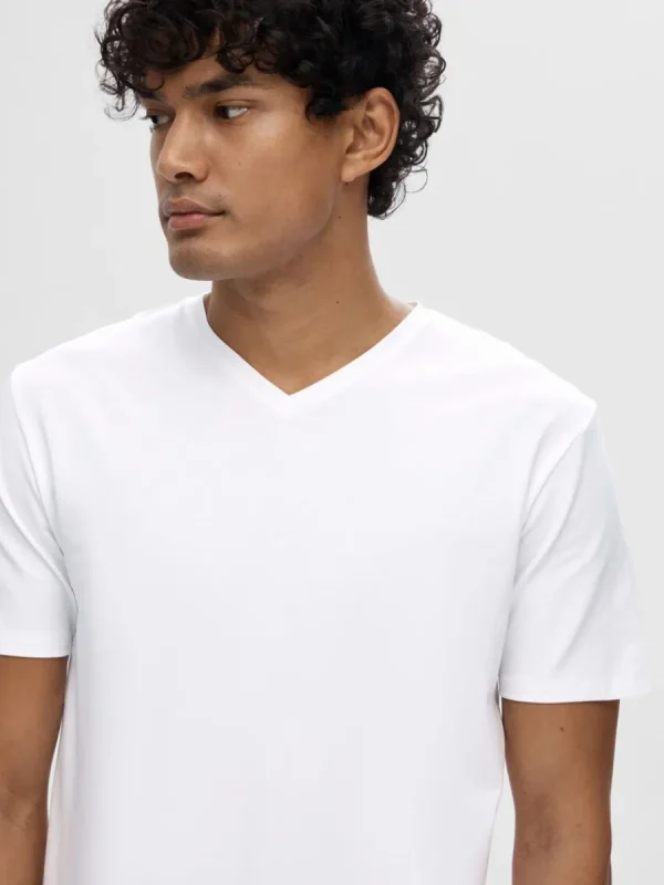SELECTED V-RINGNING T-SHIRT White Discount