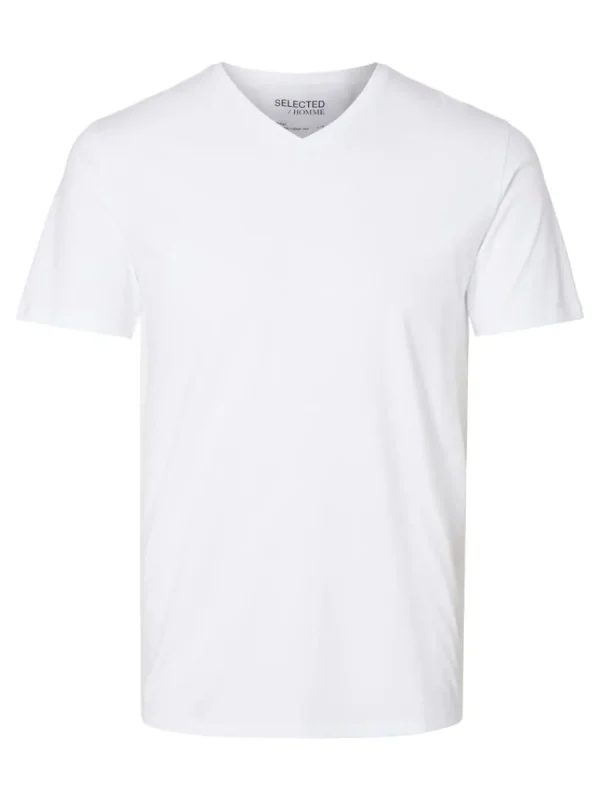 SELECTED V-RINGNING T-SHIRT White Discount
