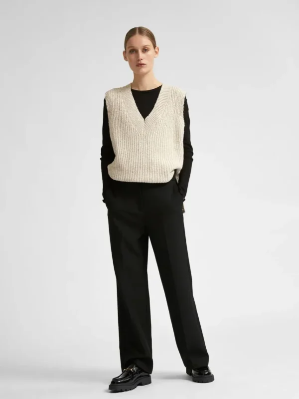 SELECTED VÄVD BYXOR Black Best