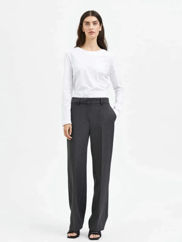 SELECTED VÄVD BYXOR MED VIDA BEN Grey Store